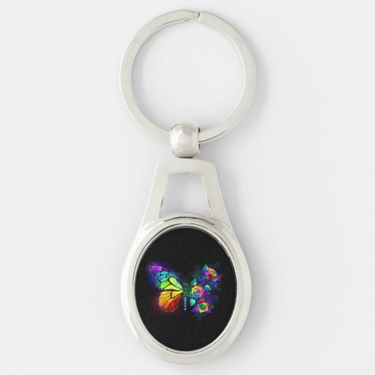 Regenboog bloem vlinder sleutelhanger (Voorkant)