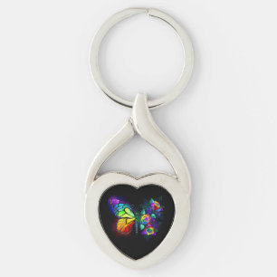 Regenboog bloem vlinder sleutelhanger
