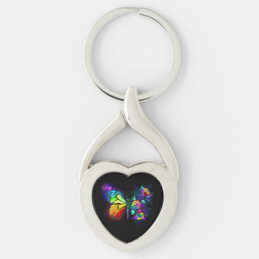 Regenboog bloem vlinder sleutelhanger (Voorkant)