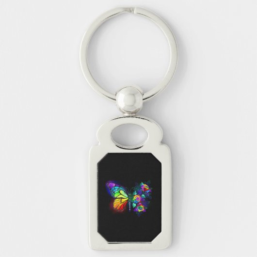 Regenboog bloem vlinder sleutelhanger (Voorkant)