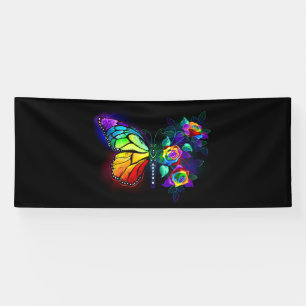 Regenboog bloem vlinder spandoek