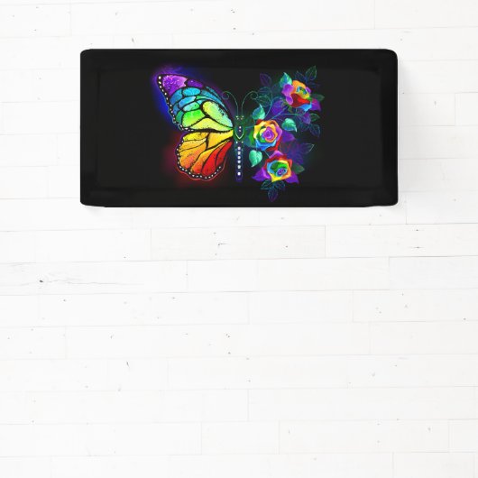 Regenboog bloem vlinder spandoek (Insitu)