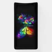 Regenboog bloem vlinder spandoek (Verticaal)