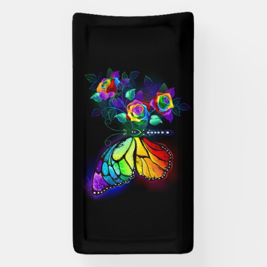 Regenboog bloem vlinder spandoek (Verticaal)