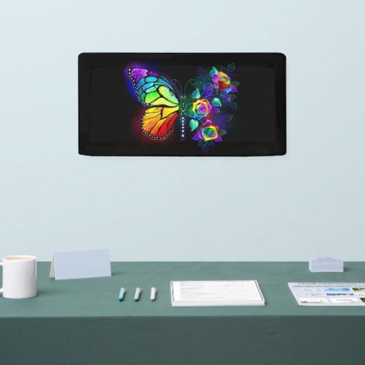 Regenboog bloem vlinder spandoek (Beurs)