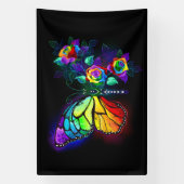 Regenboog bloem vlinder spandoek (Verticaal)