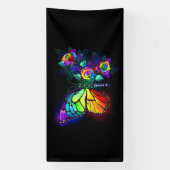 Regenboog bloem vlinder spandoek (Verticaal)