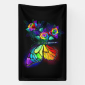 Regenboog bloem vlinder spandoek (Verticaal)
