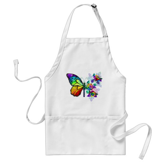 Regenboog bloem vlinder standaard schort (Voorkant)