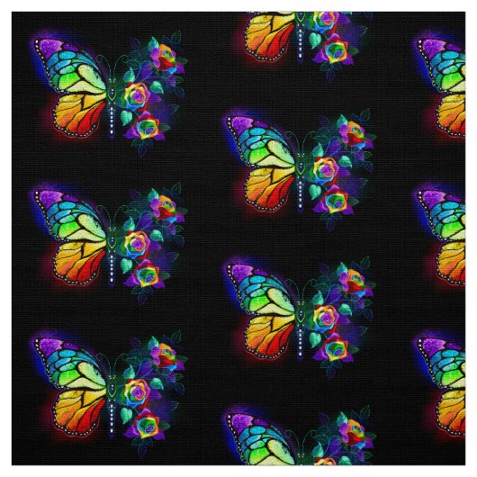Regenboog bloem vlinder stof (Swatch)