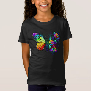 Regenboog bloem vlinder t-shirt