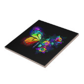Regenboog bloem vlinder tegeltje (Zijkant)