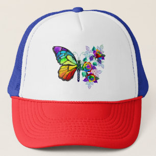 Regenboog bloem vlinder trucker pet