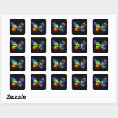 Regenboog bloem vlinder vierkante sticker (Vel)