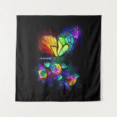 Regenboog bloem vlinder wandkleed (Voorkant (horizontaal))