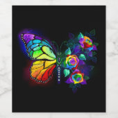 Regenboog bloem vlinder wijn etiket (Enkel label)
