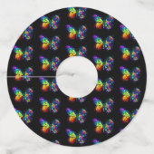 Regenboog bloem vlinder wijnglaslabel (Achterkant)