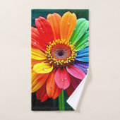 Regenboog Bloemblad Bloem Kunst Bad Handdoek (Handdoek)