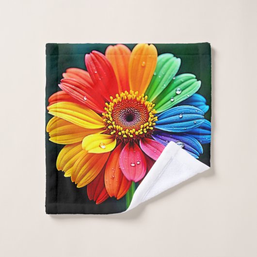 Regenboog Bloemblad Bloem Kunst Bad Handdoek (Wasdoekje)