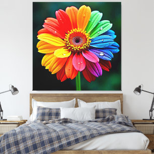 Regenboog Bloemblad Bloem Kunst Canvas Afdruk