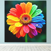 Regenboog Bloemblad Bloem Kunst Canvas Afdruk (Insitu (Houten vloer))