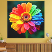 Regenboog Bloemblad Bloem Kunst Canvas Afdruk (Insitu (Woonkamer))