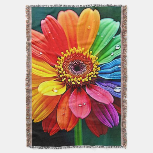 Regenboog Bloemblad Bloem Kunst Deken (Voorkant Verticaal)