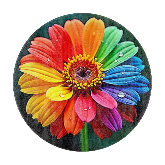 Regenboog Bloemblad Bloem Kunst Snijplank (Voorkant)
