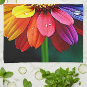 Regenboog Bloemblad Bloem Kunst Theedoek (Gevouwen)