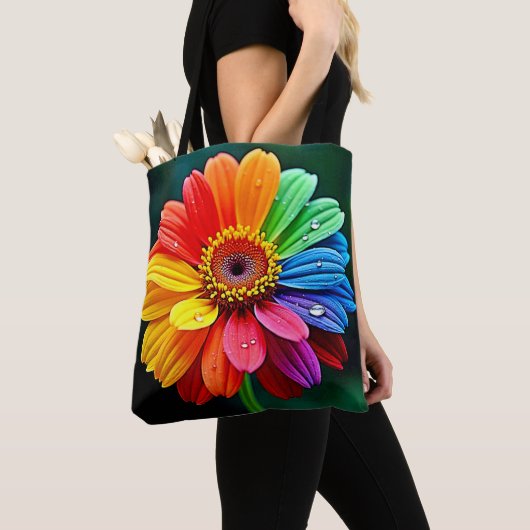 Regenboog Bloemblad Bloem Kunst Tote Bag (Dichtbij)