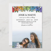 Regenboog Bloemen 2 in 1 Foto Bruiloft Uitnodiging (Voorkant)