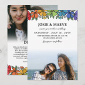 Regenboog Bloemen 2 in 1 Foto Bruiloft Uitnodiging (Voorkant / Achterkant)