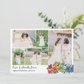Regenboog Bloemen Bruiloft Foto Collage Dank u Bedankkaart (Staand voorkant)