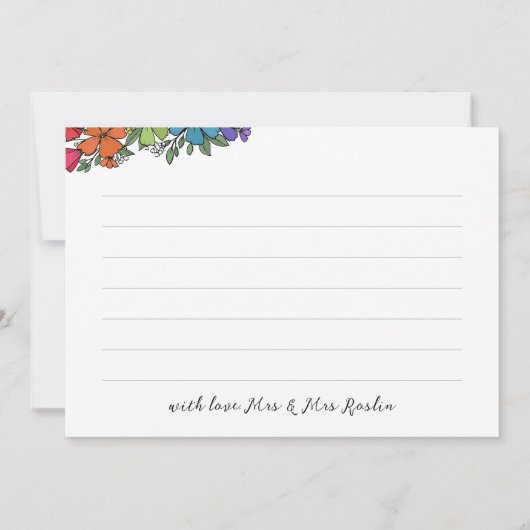 Regenboog Bloemen Bruiloft Foto Collage Dank u Bedankkaart (Achterkant)