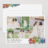 Regenboog Bloemen Bruiloft Foto Collage Dank u Bedankkaart (Voorkant / Achterkant)