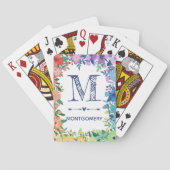 Regenboog Bloemen Hart Pijlen Monogram Pokerkaarten (Achterkant)