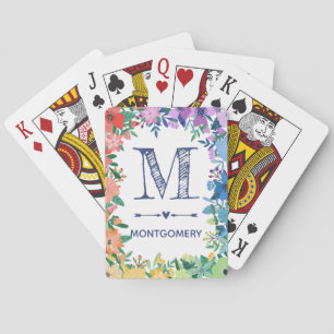 Regenboog Bloemen Hart Pijlen Monogram Pokerkaarten