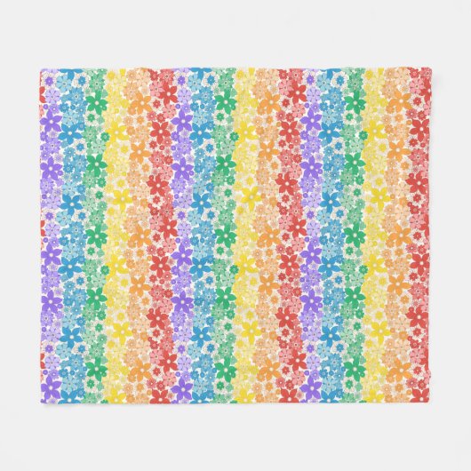 Regenboog Bloemen Kleurrijk Pride Patroon Fleece Deken (Voorkant (Horizontaal))