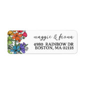 Regenboog Bloemen LGBT Bruiloft Etiket (Voorkant)