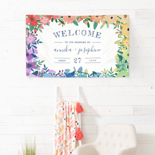 Regenboog Bloemen LGBT Bruiloft Welkom Spandoek (Insitu)