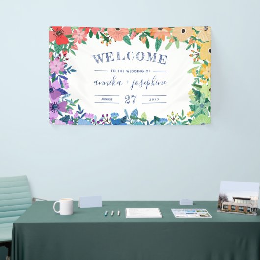 Regenboog Bloemen LGBT Bruiloft Welkom Spandoek (Beurs)