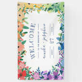 Regenboog Bloemen LGBT Bruiloft Welkom Spandoek (Verticaal)