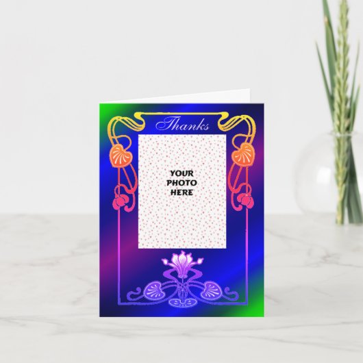  Regenboog Bloemen Lijst Trouwfoto Bedankkaart (Voorkant)