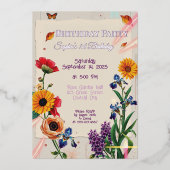 Regenboog Bloemen - Moderne Collage Folie Uitnodiging (Voorkant)