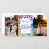 Regenboog Bloemen Trouwfoto's Dank u Bedankkaart (Voorkant / Achterkant)