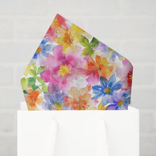 Regenboog Bloemendecoupage Tissuepapier (Cadeauzakje)