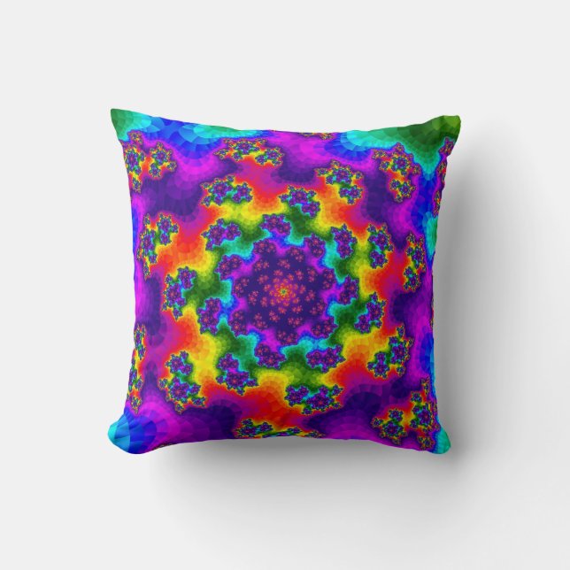 Regenboog Bloemenspikkels Kussen (Voorkant)