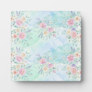 regenboog bloemig pastel waterverf blauw groene ac fotoplaat