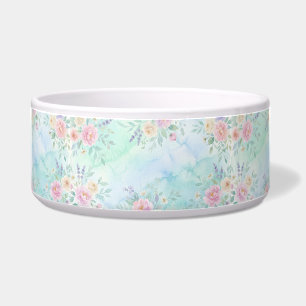 regenboog bloemig pastel waterverf blauw groene ac voerbakje