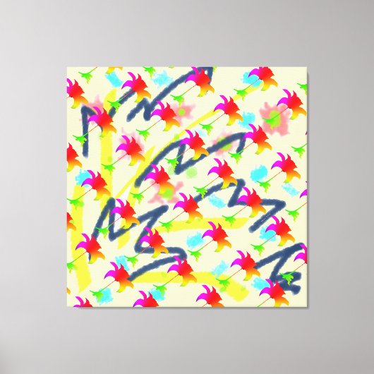 Regenboog Bloempatroon Canvas Afdruk (Voorkant)